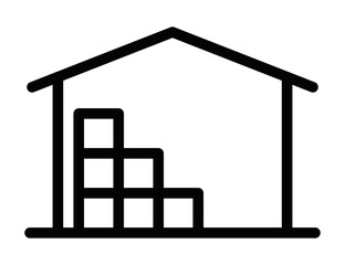 Storage warehouse building vector icon. Editable stroke.