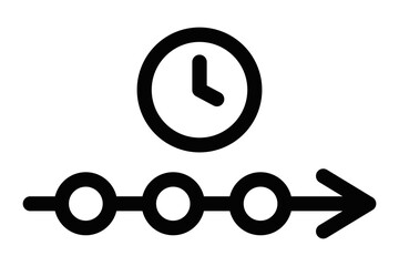 Clock with timeline symbol vector icon. Editable stroke.