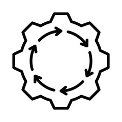 Gear with circular arrows vector icon. Editable stroke.