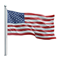 Fototapeta premium American flag waving stars and stripes illustrationisolated on transparent background png