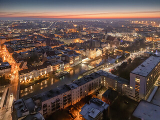 Opole widok miasta z powietrza w nocy © Henryk Niestrój