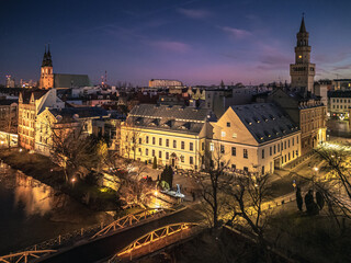 Opole widok miasta z powietrza w nocy © Henryk Niestrój