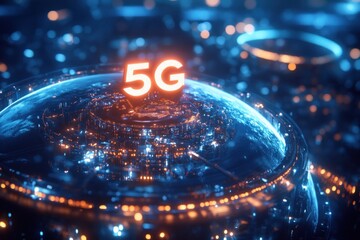 Abstract representation of a connected global 5G network future world