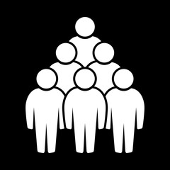 Symbol, ikona ludzi. Biały plik wektorowy na czarnym tle.