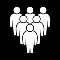 Symbol, ikona ludzi. Biały plik wektorowy na czarnym tle.