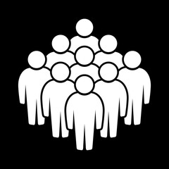 Symbol, ikona ludzi. Biały plik wektorowy na czarnym tle.