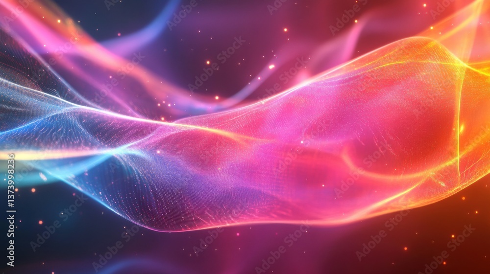 Poster abstract hologram background with floating holographic wave
