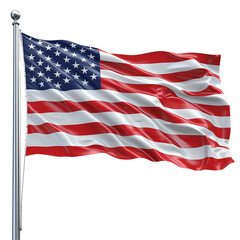 American flag waving patriotic symbol of freedomisolated on transparent  background png
