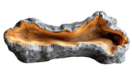 Fototapeta premium Artistic Bench Carving: A unique and artistically carved wooden bench, its organic shape seamlessly blending with the natural surroundings, showcasing the beauty of craftsmanship and design.