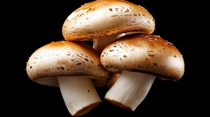 A trio of fresh brown mushrooms showcases their unique texture and color, emphasizing simplicity and quality in any culinary creation for food enthusiasts and chefs alike.