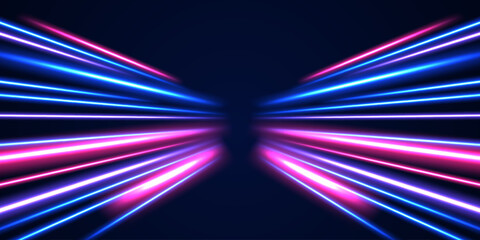 Abstract vector fire circles, sparkling swirls and energy light spiral frames. Abstract fire flare trace lens flares acceleration speed motion on night road. 