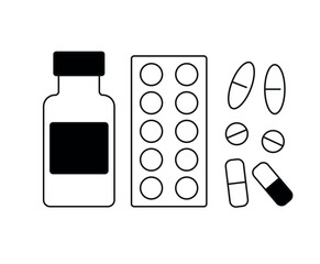 set of medicine bottles