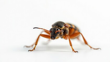 Close-up of a single insect on pure white background, animal, macro photography, photography