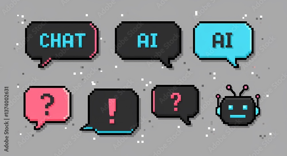Poster ai chatbot pixel art vector illustration design for artificial intelligence technology and communica