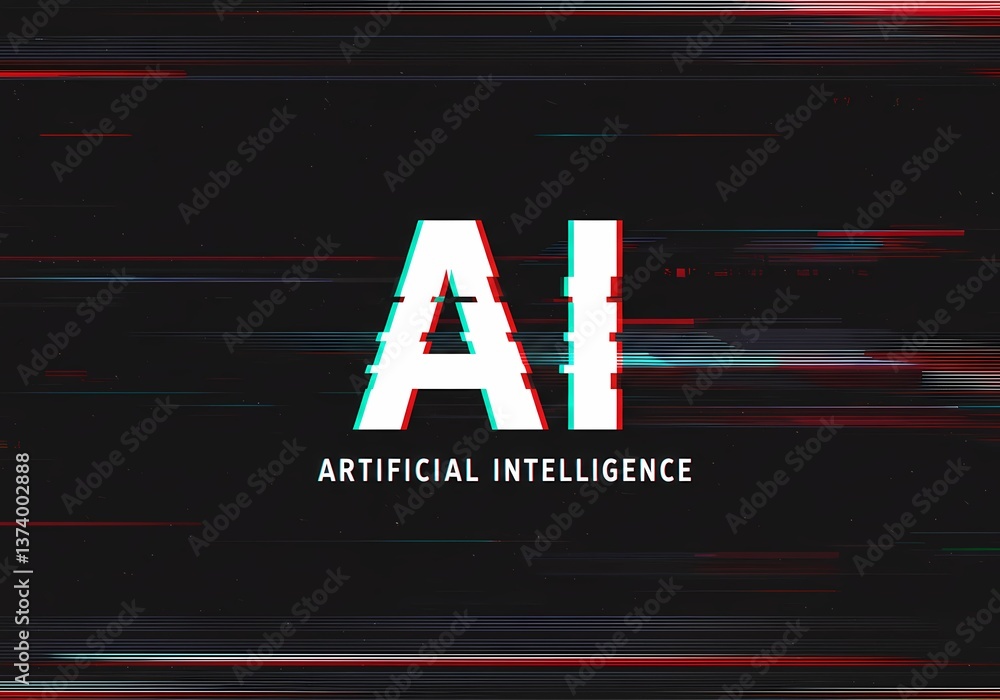 Aufkleber ai artificial intelligence technology glitch effect background for digital transformation concept