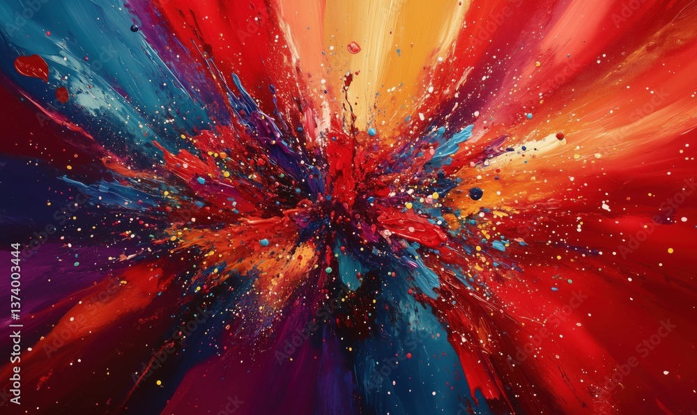 Aufkleber vibrant explosion of colors in abstract art with dynamic brush strokes and splashes