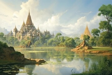 Obraz premium Landscape outdoors painting scenery.