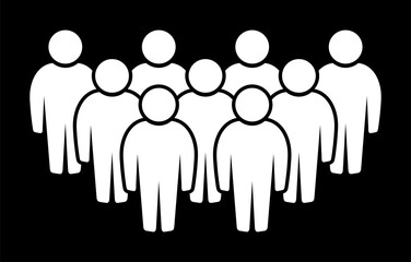 Symbol, ikona ludzi. Biały plik wektorowy na czarnym tle.