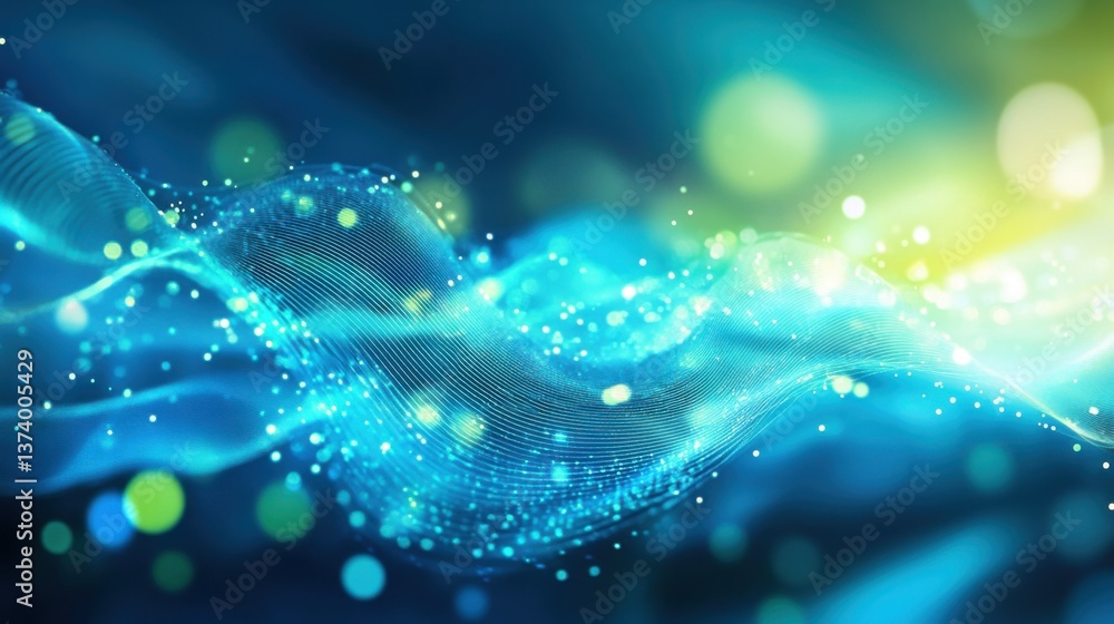 Poster abstract hologram background with floating holographic wave