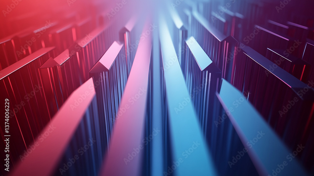 Aufkleber abstract image of red and blue glossy geometric shapes, creating a dynamic and modern design, showca