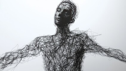 Abstract figure, lines forming human