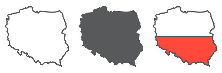 Map of Poland icon collection, country and travel, Poland map vector icon set, vector graphics, editable stroke outline sign, eps 10