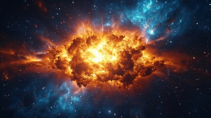 Fototapeta premium Stunning cosmic explosion in deep space with vibrant colors and starry background