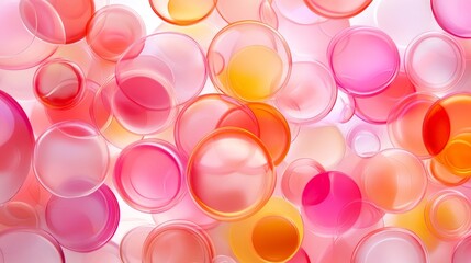Transparent biology cells in artistic high contrast view arranged in glowing pink pattern with semi translucent scientific blur design for modern molecular visualization