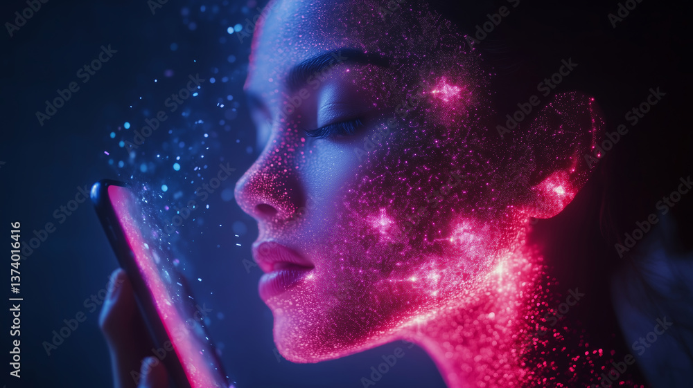 Fototapete digital connection unfolds through the interaction with artificial intelligence