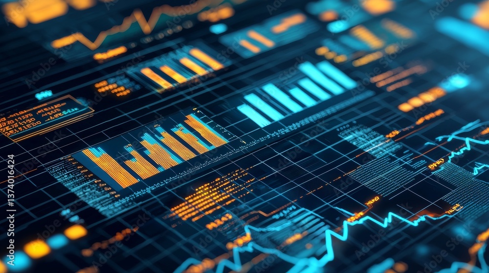 Poster abstract data graph background with futuristic elements for business strategy stock