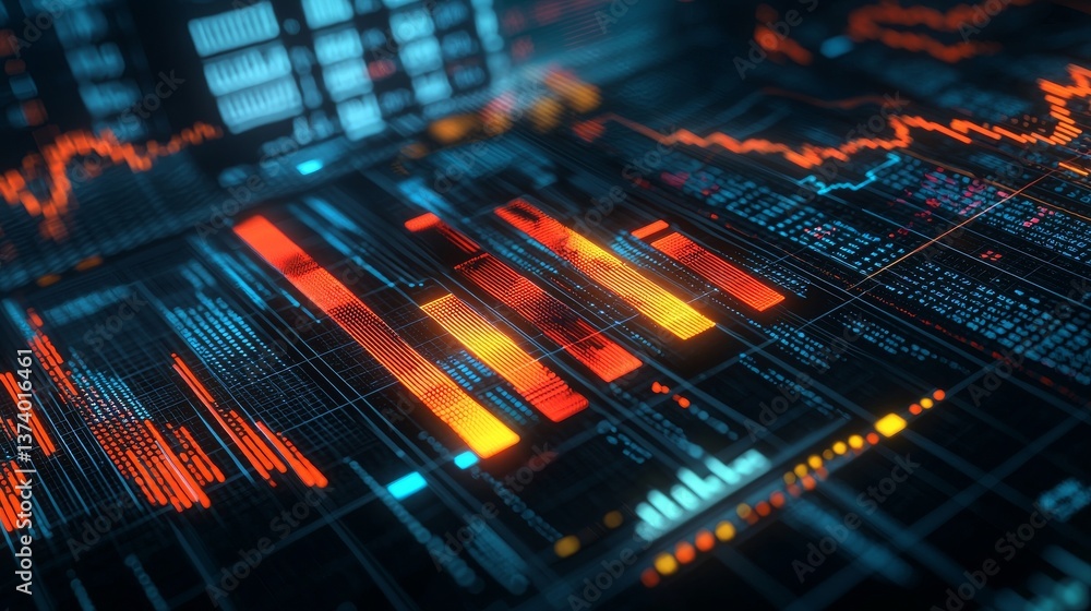 Poster futuristic abstract data graph background for business strategy, stock image