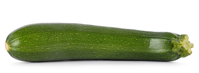 Zucchini laying down side ways. Isolated on a white background.