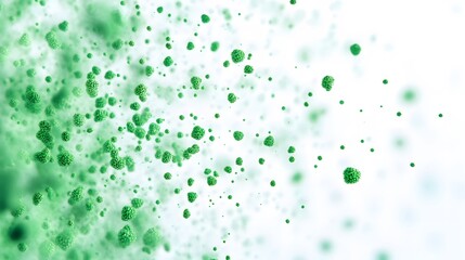 3D Rendering of Green Viruses in a Medical - scientific Context