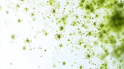 3D Rendering of Green Viruses in a Medical - scientific Context