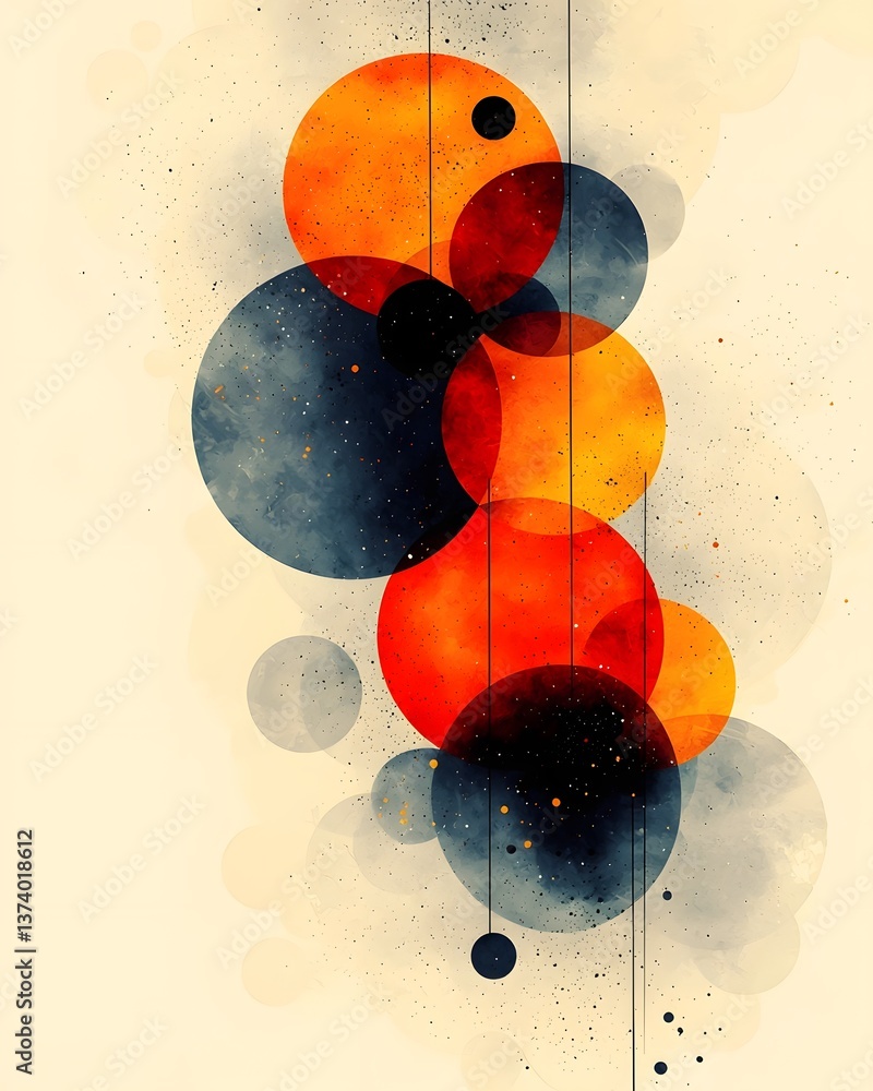 Poster harmonious abstract composition of overlapping autumn toned circles