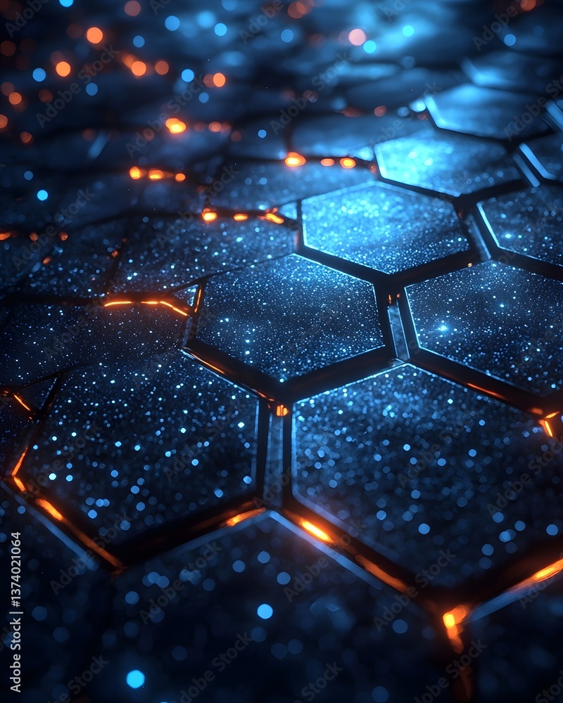 Canvas Prints futuristic abstract geometric glowing grid in dark space