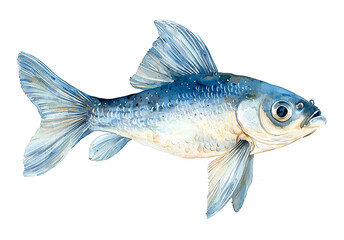 Fototapeta premium Watercolor illustration of fish on white background