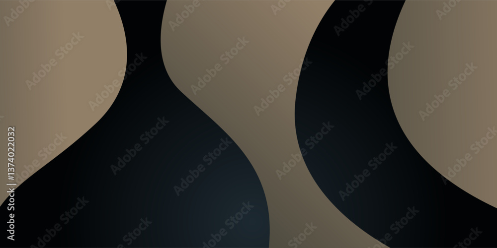 Poster abstract 3d wave art background design with dark gray and brown combination for design.