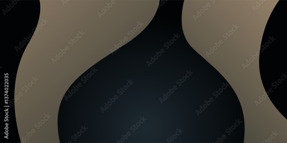 Poster abstract 3d wave art background design with dark gray and brown combination for design.