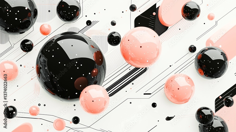 Aufkleber combining neon pink and shadowy black in an abstract futuristic texture isolated on a transparent ba