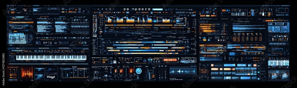 Poster a large collection of futuristic heads-up display elements is available, featuring a virtual graphic