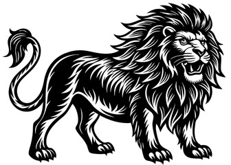 Obraz premium Greek Mythology Nemean Lion Linocut Style Vector File