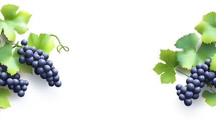 Elegant grapevine border with lush green leaves and clusters of ripe grapes, ideal for wine-themed invitations or farm-to-table designs.