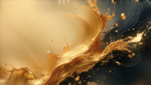 Abstract Dark Background with Molten Gold Splash