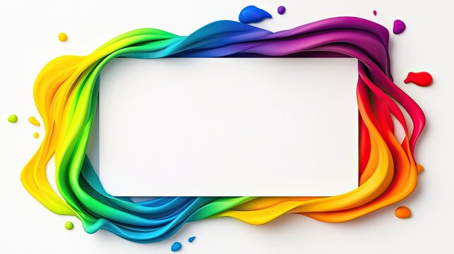 Rainbow border design, a bold, colorful rainbow gradient forming a border around a blank space, ideal for festive invitations, posters, or playful designs.
