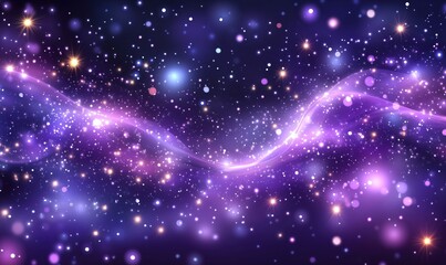 Obraz premium Cosmic abstract background with glowing stars and colorful light waves