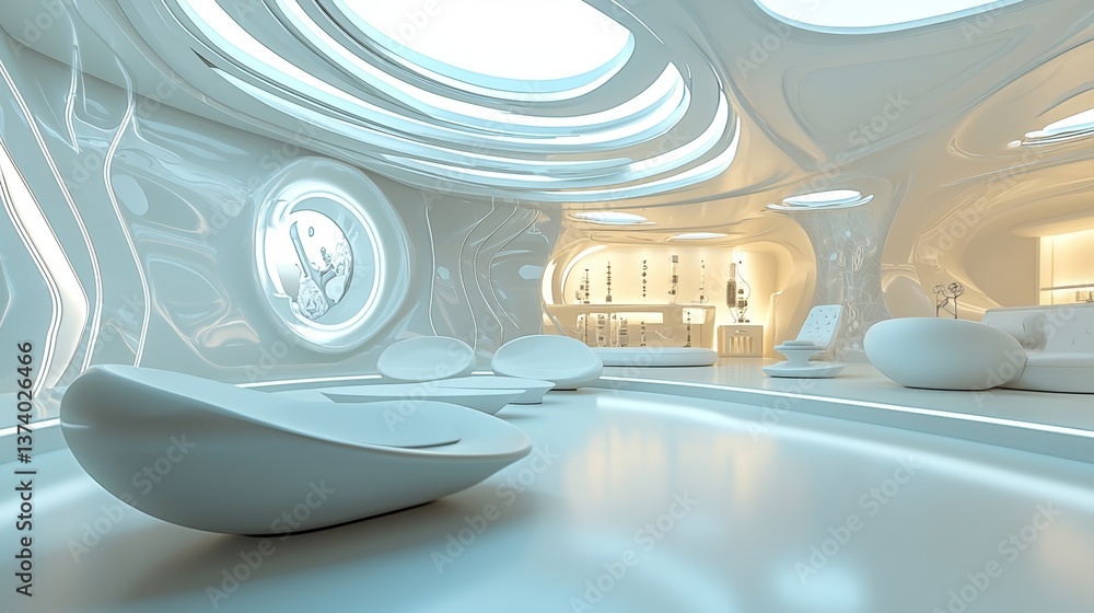 Poster the image presents a choice between a scientific laboratory and an empty white room, both conveying 