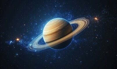 Stunning view of Saturn with its iconic rings and vibrant cosmic background