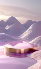 Serene landscape with golden reflective surface.
