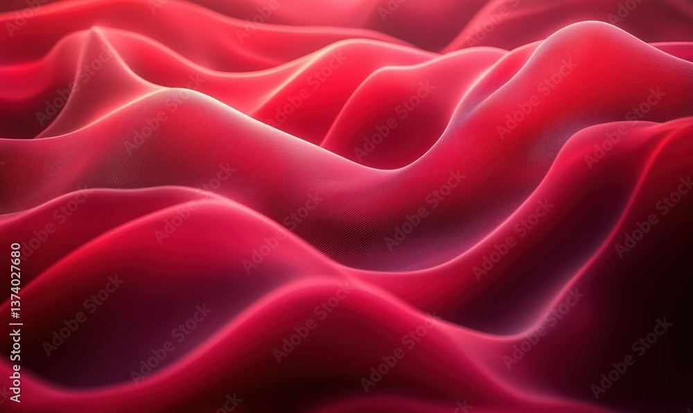Poster abstract red wave patterns creating a smooth flowing texture in digital art